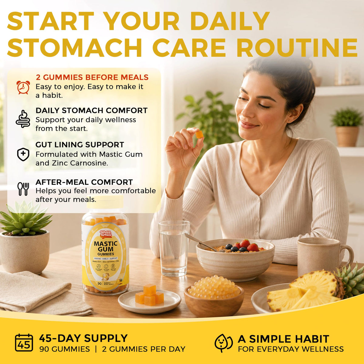 Mastic Gum Gummies with Zinc Carnosine & DGL | Stomach Comfort, 90 Count