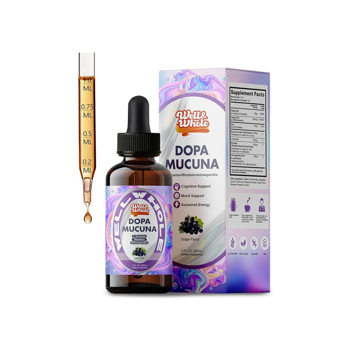 Mucuna Pruriens Liquid Drops 500mg | L-Dopa, L-Tyrosine & Rhodiola, Grape