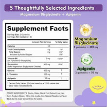 Magnesium bisglycinate gummies supplement facts panel listing apigenin, B6 and glycine