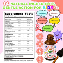 Kids black walnut drops supplement facts panel listing the 14-in-1 herbal blend