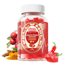 GetWellWhole cayenne pepper heart gummies jar with hawthorn berry and CoQ10 label detail