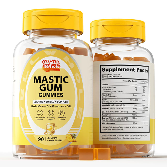 Mastic Gum Gummies with Zinc Carnosine & DGL | Stomach Comfort, 90 Count