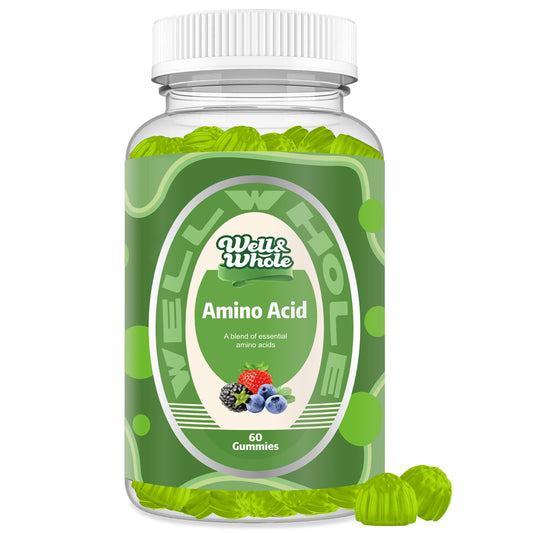 GetWellWhole EAA gummies jar with nine essential amino acids listed on the label
