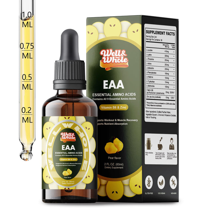 GetWellWhole essential amino acid liquid drops bottle with dropper and liver support label