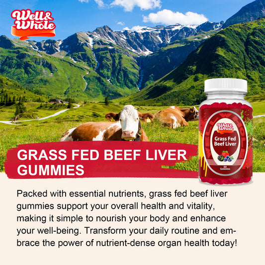 Grass fed beef liver gummies in a bowl beside dried liver slices on parchment paper