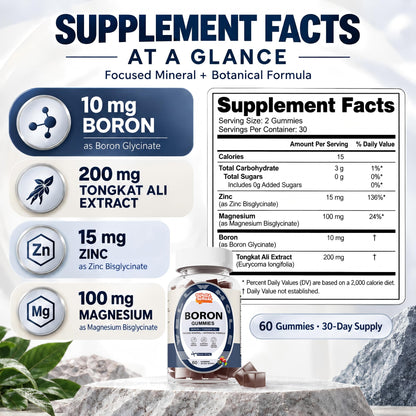 Boron Gummies with Zinc & Magnesium, Sugar-Free, 60 Counts