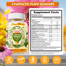 Lymphatic drainage gummies supplement facts panel showing echinacea, dandelion, burdock