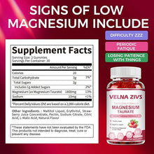Magnesium taurate gummies supplement facts panel showing the 1800mg chelated serving